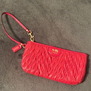 COACH Quilted Chevron Red Wristlet Wallet Clutch 70th Anniversary Special Add!